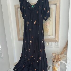 FARM Rio bird and monkey print strappy maxi dress worn twice